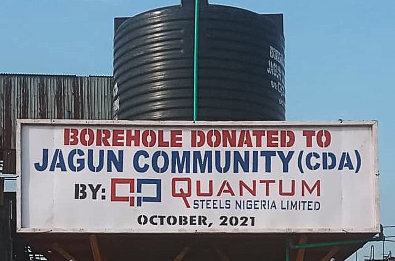 Quantum steel Donated Borehole to Jagun Community